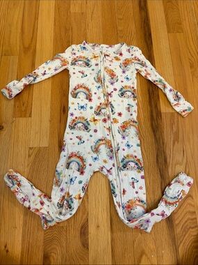 Posh Peanut Rainbow & Butterfly Cream One-Piece Pajamas